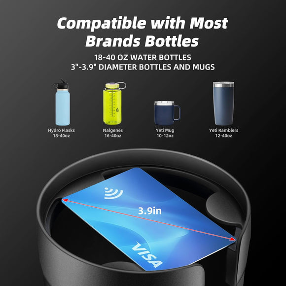 Car Cup Holder Expander Cup Holder Extender for Car with Adjustable Base Fits Yeti 24/36/46oz Hydroflask 32/40oz Large Bottles in 3-3.9 (16-40oz)