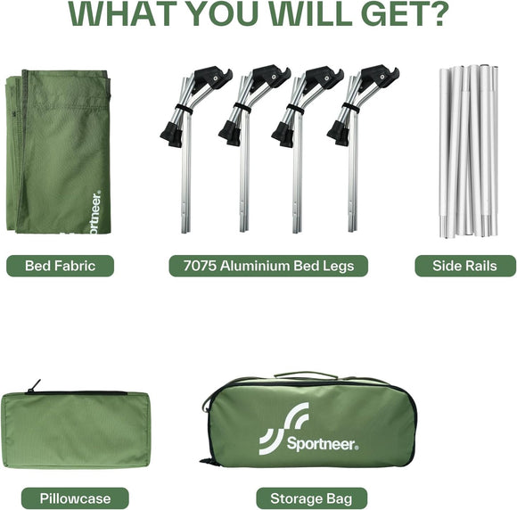 Camping Cot Folding Cots Lever Lock Portable Lightweight Sleeping Camping Bed for Adults Outdoor Travel Backpacking Camp Hiking Supports 330lbs