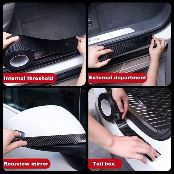 Anti Slip Car Door Entry Guard DIY Adhesive Door Sill Protector Nano Tape Films PEVA Cover Rear Trunk Edge Guard Protection Car Accessories (Black 2x196)