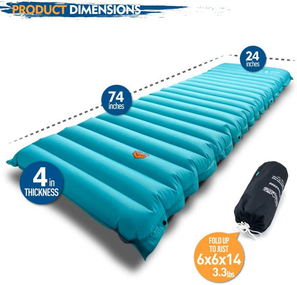 Extra Thickness Inflatable Sleeping Pad with Built-in Pump Most Comfortable Camping Mattress for Backpacking Car Traveling and Hiking Compact and Lightweight - Airlive2000