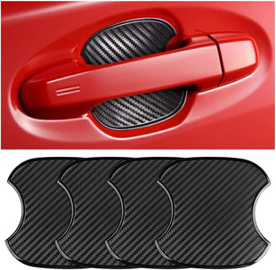 Car Door Handle Cup Scratch Protector 4PCS 3D TPU Carbon Fiber Vehicle Door Bowl Sticker Automotive Door Handle Paint Protective Film Cover Accessories Universal for Most Cars (Medium)