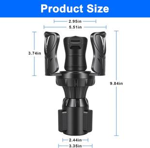 Car Cup Holder Expander Large Cup Holder Adapter for Car Water Bottle Holder Extender Adjustable Drink Holder for Car Fits Yeti Hydro Flask 24/32oz Black