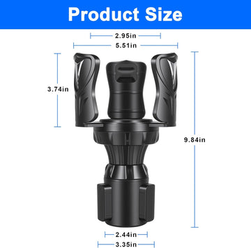 Car Cup Holder Expander Large Cup Holder Adapter for Car Water Bottle Holder Extender Adjustable Drink Holder for Car Fits Yeti Hydro Flask 24/32oz Black - 0