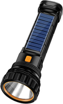 Solar/Rechargeable Multi Function 1000 Lumens LED Flashlight with Emergency Strobe Light and 1200 Mah Battery Emergency Power Supply and USB Charging Cable Fast Charging (1PC)-1