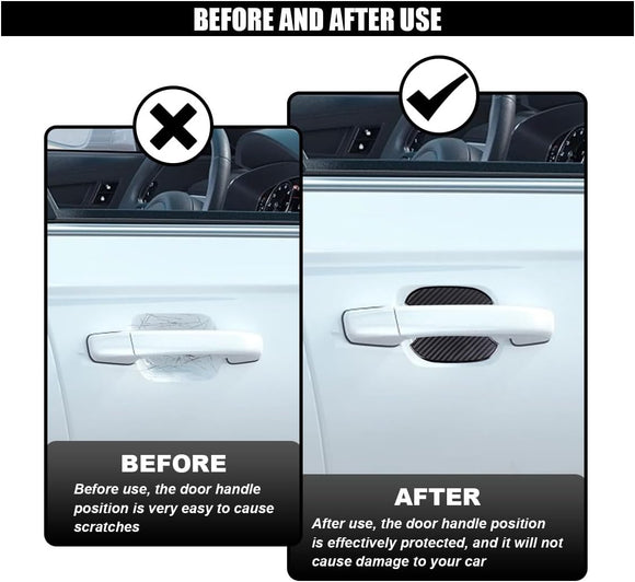 4PCS Car Door Handle Cup Scratch Protectors TPU Carbon Fiber Door Bowl 3D Sticker Universal Door Handle Protective Film for Most Cars (Medium)