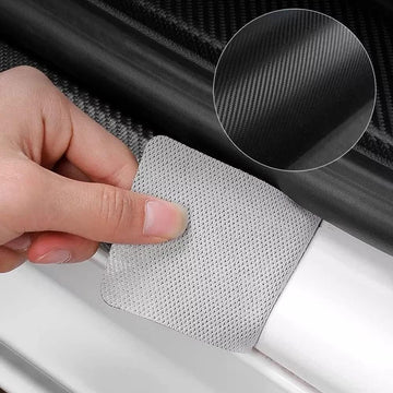 4Pcs Front/Rear Carbon Fiber Car Door Sill Protector Door Entry Guard Door Sill Protector fit for Car SUV Truck Universal - 0
