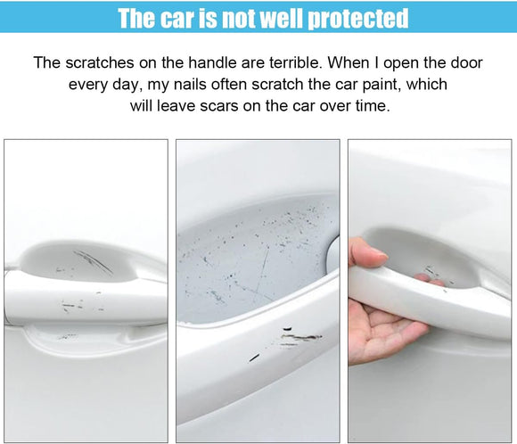 8PCS Car Door Handle Scratch Protectors Carbon Fiber Car Door Handle Bowl Sticker Universal Auto Doors Handles Paint Guard Cover Doors Handles Cup Protective Film for Cars (Black)