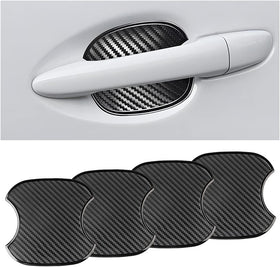 4Pcs Car Door Handle Stickers 3D Carbon Fiber Texture Auto Door Cup Protective Film TPU Scratch Protector Cover Guard Pad Vehicle Door Bowl Paint Cover Universal for Most Models (3.743.93)