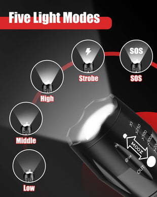 LED Flashlight 2 Pack Bright Tactical Torch High Lumens with 5 Modes Waterproof Zoomable Flash Light Christmas Stocking Stuffers Gifts for Men Hunting Camping Essentials Gear