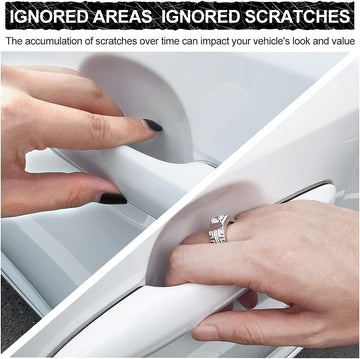 Car Handle Cup Scratch Protector 4PCS TPU Carbon Fiber Texture Door Bowl 3D Sticker Universal Fit Handle Paint Cover Guard - 0
