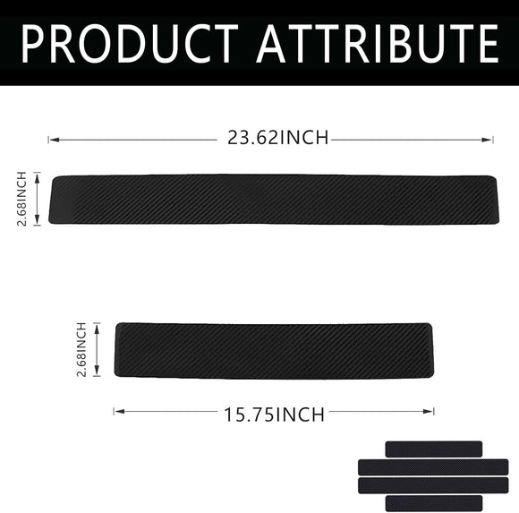 Carbon Car Door Sills Protector 4d Car Door Threshold Protection Automotive Door Entry Guard 4 Pcs Universal Rubber Scratch Resistant Exterior Accessories (Black)