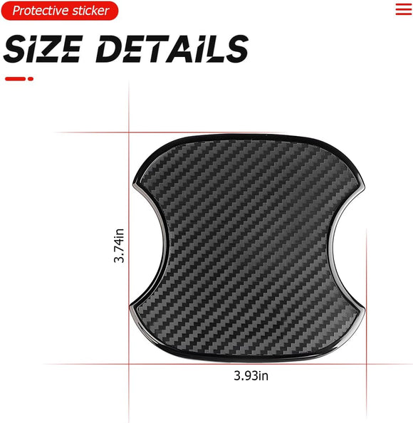 4Pcs Car Door Handle Stickers 3D Carbon Fiber Texture Auto Door Cup Protective Film TPU Scratch Protector Cover Guard Pad Vehicle Door Bowl Paint Cover Universal for Most Models (3.743.93)