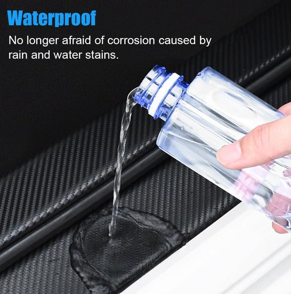 Car Door Sill Protector 4 PCS Door Sill Protector Anti-Scratch Anti-Collision Carbon Fiber Leather Front/Rear Decorative Door Protector Car Interior Accessories