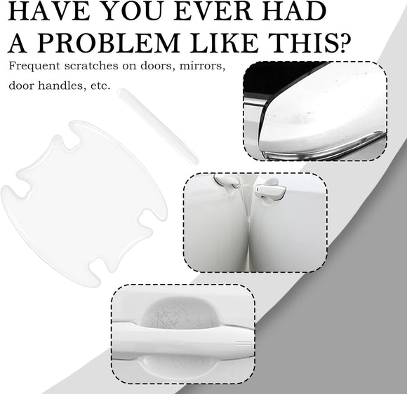 4PCS Car Door Handle Protectors 4PCS Car Door Handle Cup Protector Kit PVC Car Door Handle Scratch Protector for Scratches As Car Decorations Universal Car Door Handle Scratch Protector (Transparent)