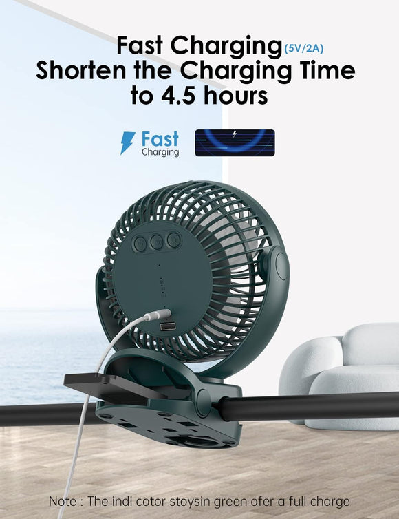 Camping Fan with Remote Control - 12000mAh Rechargeable Battery Powered Fan Camping Fans for Tents with LED light & Hanging Hook Rechargeable Battery Operated Ceiling Fans for Tent RV Bed Green