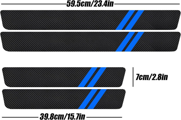 Door Sill Protector Compatible with Dodge Charger Challenger 4PCS Door Sill Protector with Plastic Scraper Carbon Fiber Leather Door Entry Guard Decoration Cars Fiber Door Sill Protector |Blue|