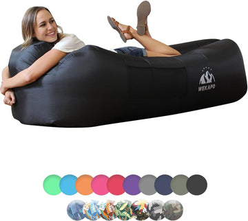 Inflatable Lounger Air Sofa Hammock-Portable Water Proof& Anti-Air Leaking Design-Ideal Couch for Backyard Lakeside Beach Traveling Camping Picnics & Music Festivals (Black)