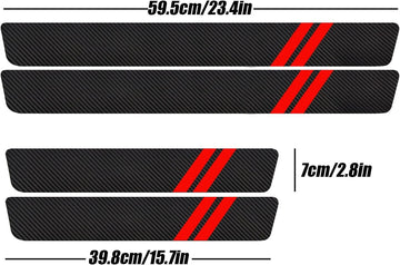 Door Sill Protector Compatible with Dodge Charger Challenger 4PCS Door Sill Protector with Plastic Scraper Carbon Fiber Leather Door Entry Guard Decoration - 0