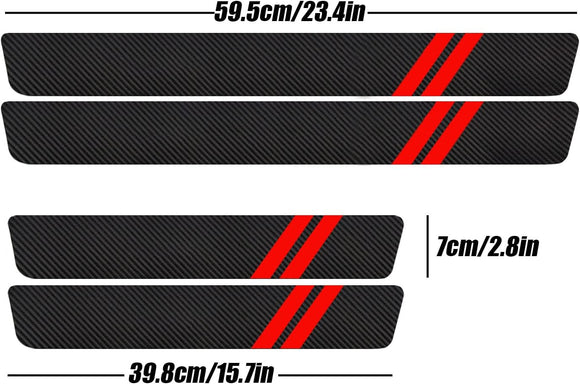 Door Sill Protector Compatible with Dodge Charger Challenger 4PCS Door Sill Protector with Plastic Scraper Carbon Fiber Leather Door Entry Guard Decoration