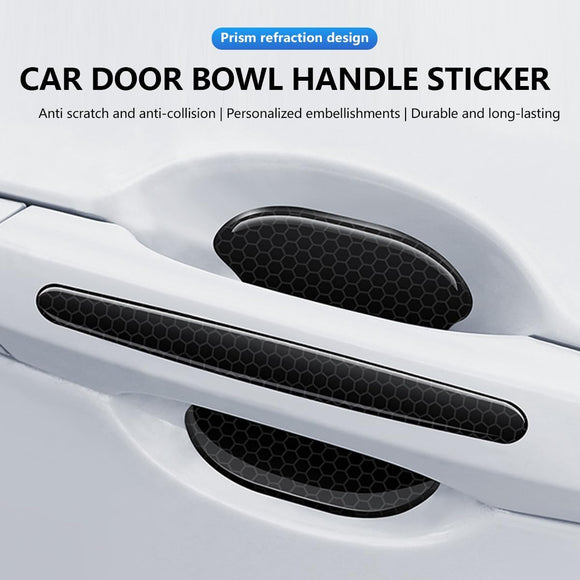 8Pcs Car Door Handle Bowl Sticker Reflective Car Door Handle Paint Scratch Protector Self-Adhesive Scratch Collision Protection Guard Auto Exterior Decor Universal for SUV Truck RV