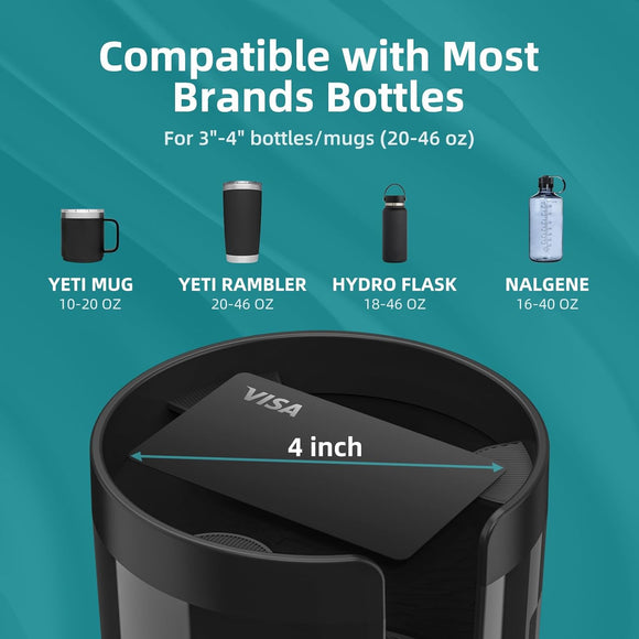 Car Cup Holder Expander Adapter with Offset Base Cup Holder Extender for Car Compatible with Yeti 14/24/36oz Hydro Flasks 32/40oz Other Large Water Bottles and Mugs in 3.2-4.0