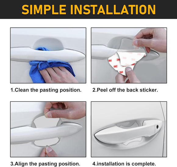 4Pcs Car Door Handle Protector Waterproof Anti-Scratch Stickers Covers Transparent Universal Car Door Handle Protector Accessories
