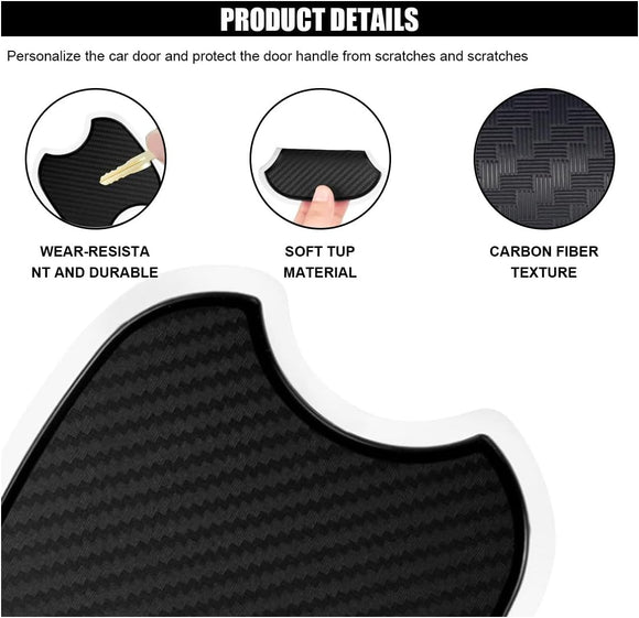4PCS Car Door Handle Cup Scratch Protectors TPU Carbon Fiber Door Bowl 3D Sticker Universal Door Handle Protective Film for Most Cars (Medium)