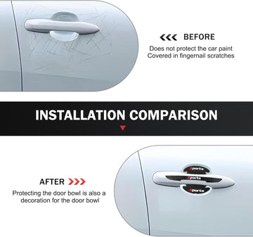 8PCS Car Door Protector Sports Car Door Handle Scratch Protector Door Handle Bowl Sticker Doors Handle Protection Accessories Universal for Most Car SUV Truck - 0