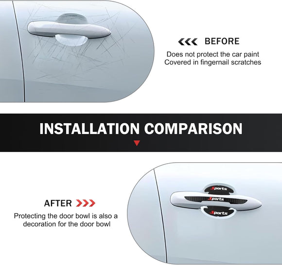 8PCS Car Door Protector Sports Car Door Handle Scratch Protector Door Handle Bowl Sticker Doors Handle Protection Accessories Universal for Most Car SUV Truck