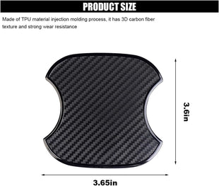 4PCS Car Door Handle Cup Scratch Protectors TPU Carbon Fiber Door Bowl 3D Sticker Universal Door Handle Protective Film for Most Cars (Medium)
