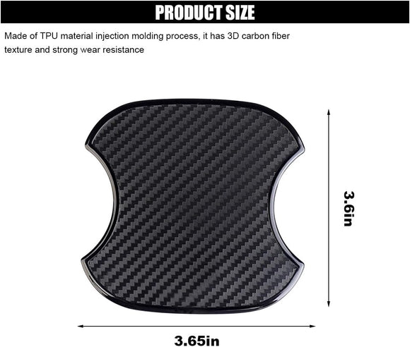 4PCS Car Door Handle Cup Scratch Protectors TPU Carbon Fiber Door Bowl 3D Sticker Universal Door Handle Protective Film for Most Cars (Medium)