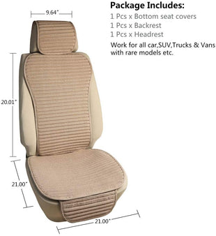 Car Seat Covers Universal Car Seat Covers Pads Mat Buckwheat Hull Bottom Seat Covers for Cars Cooling Seat Covers Breathable Comfortable Ventilated (Beige Front Seat)