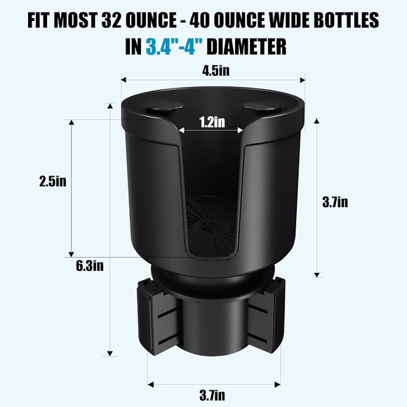 Upgraded Car Cup Holder Expander Adapter with Offset Adjustable Base Compatible with Yeti 14/24/36/46oz Ramblers Hydro Flasks 32/40oz Other Large Bottles Mugs in 3.5-4.0 1 Pack