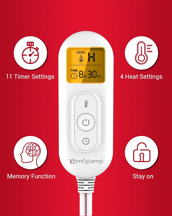 12V/24V Car Electric Blanket for Back Pain Relief 4 Heat Settings 11 Auto-Off Portable Mini Travel Blanket for Back Pain Neck Shoulders and Cramps Relief 12 x 24 Washable