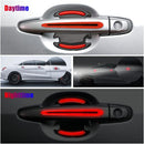 8pcs Universal Carbon Fiber Texture Car Door Handle Scratch Protector Cover - Reflective Stickers (Red)-6