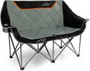 Oversized Fully Padded Camping Chair Folding Loveseat Camping Couch Double Duo Chair Heavy Duty Quad Fold Arm Chair with Cup Hold - Supports 650 LBS Black-1