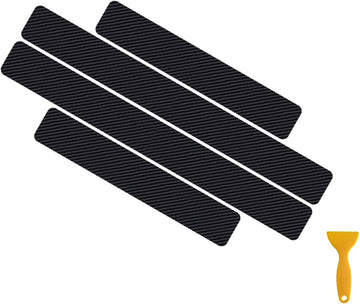 Carbon Car Door Sills Protector 4d Car Door Threshold Protection Automotive Door Entry Guard 4 Pcs Universal Rubber Scratch Resistant Exterior Accessories (Black)