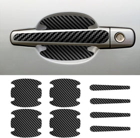 8PCS Car Door Handle Scratch Protectors Carbon Fiber Car Door Handle Bowl Sticker Universal Auto Doors Handles Paint Guard Cover Doors Handles Cup Protective Film for Cars (Black)