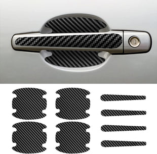 8PCS Car Door Handle Scratch Protectors Carbon Fiber Car Door Handle Bowl Sticker Universal Auto Doors Handles Paint Guard Cover Doors Handles Cup Protective Film for Cars (Black)