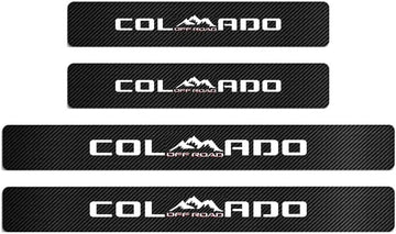 4Pcs Car Door Sill Protector Reflective 4D Carbon Fiber Leather Sticker Decoration Door Entry Guard Accessories Compatible with Colo4x4rado Off Road (White)