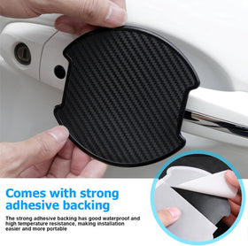 Car Door Handle Cup Scratch Protector 4PCS 3D TPU Carbon Fiber Vehicle Door Bowl Sticker Automotive Door Handle Paint Protective Film Cover Accessories Universal for Most Cars (Medium) - 0