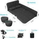 Car Bed SUV Air Mattress Car Air Mattress with Electric Pump 2 Inflatable Pillows and 2 Footrests for Back Seat Side Seat Trunk Sleeping Thickened Camping Bed - Black-6