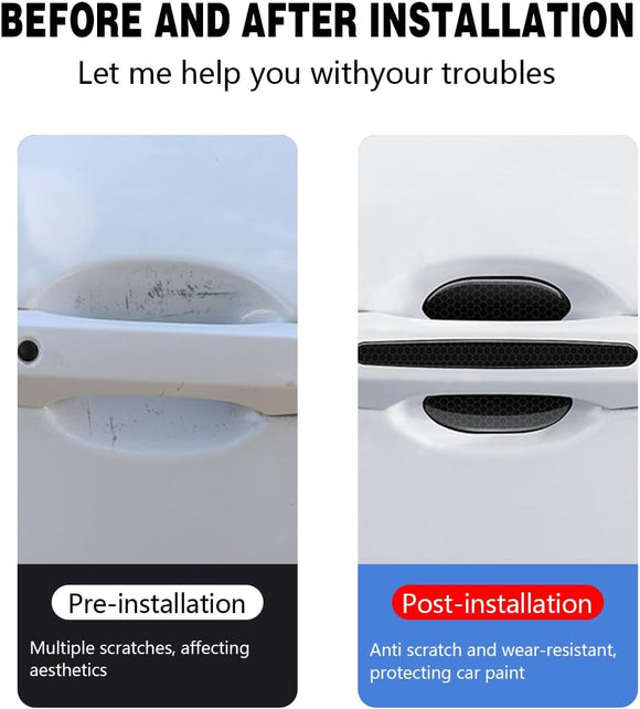 8Pcs Car Door Handle Bowl Sticker Reflective Car Door Handle Paint Scratch Protector Self-Adhesive Scratch Collision Protection Guard Auto Exterior Decor Universal for SUV Truck RV