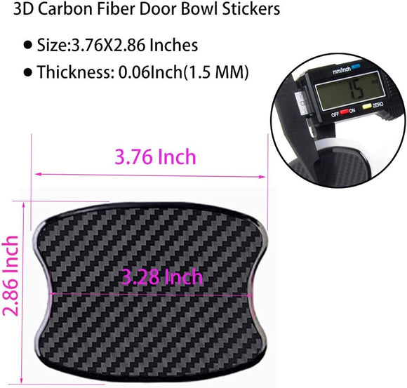 4Pcs Car Door Handle Protective Films Universal 3D Carbon Fiber Car Door Handle Paint Protection Film for Grip Recesses(S)