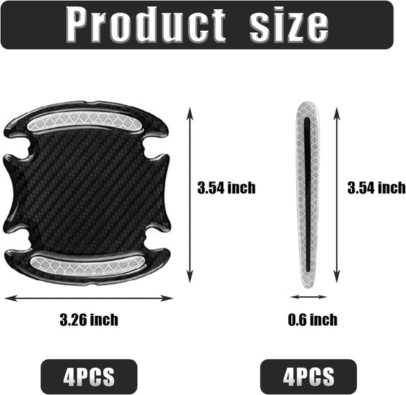 8Pcs Car Door Handle Protector Reflective Sticker 3D Carbon Fiber Universal Door Handle Scratch Protector Cover Self-Adhesive & Non-Marking Paint Guard Protective Films (White)