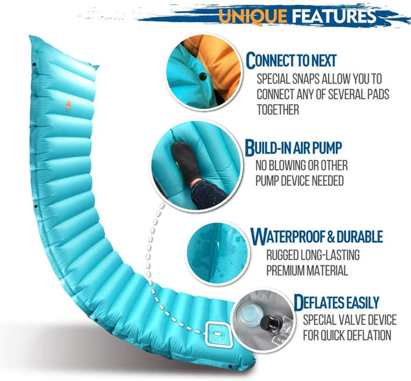Extra Thickness Inflatable Sleeping Pad with Built-in Pump Most Comfortable Camping Mattress for Backpacking Car Traveling and Hiking Compact and Lightweight - Airlive2000
