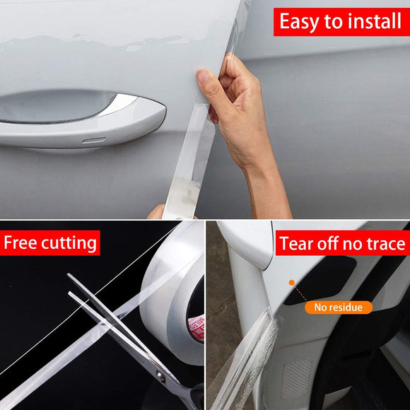 Universal Car Door Edge Guard 2.7In x 33Ft Door Sill Protector Automotive Anti-Collision Strip for Car Door Edge/Front and Rear Bumper/Door Sill Protector Fits for Most Car Transparent