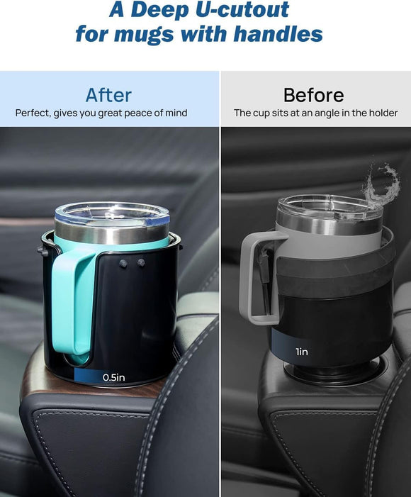 Large Stable Cup Holder Expander for YETI Hydro Flask Hold 18-40 oz Bottles and Mugs Car Cup Holder Adapter with Adjustable Rubber Base