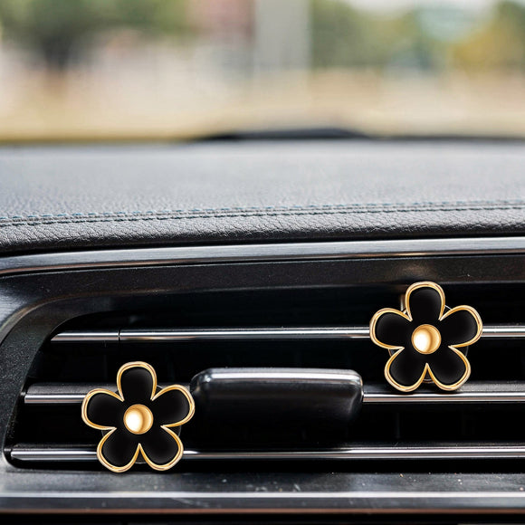 6 Pcs Daisy Flower Air Vent Clip Accessories Air Conditioning Outlet Clip Car Air Freshener Dashboard Accessories Charm Car Inter Decor(2.5 cm 3 cm 3.3 cm Black)
