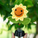 Sunflower Car Accessories Dashboard Decorations, Crochet Smiley Shaking Sun Flowers Bobblehead Dashboard Car Decor for Women, for Cute Girl Car Interior Desk Ornaments Gifts (H 5.2 in)-7